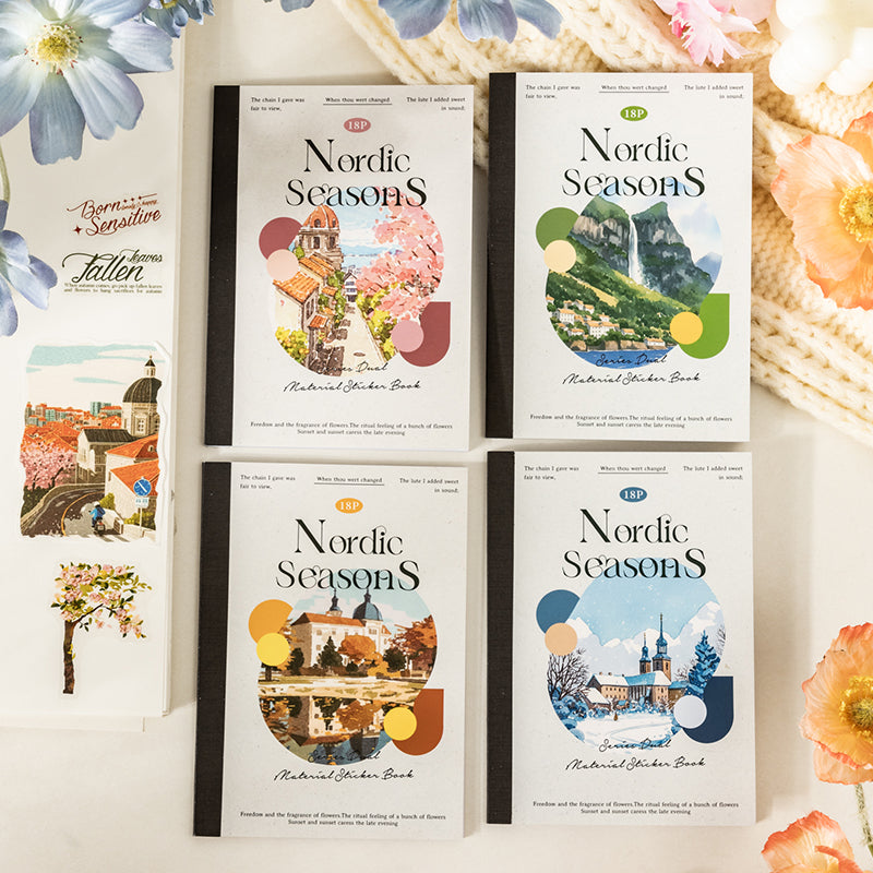 18pcs Nodic season PET+WASHI sticker book (TZB25090801)