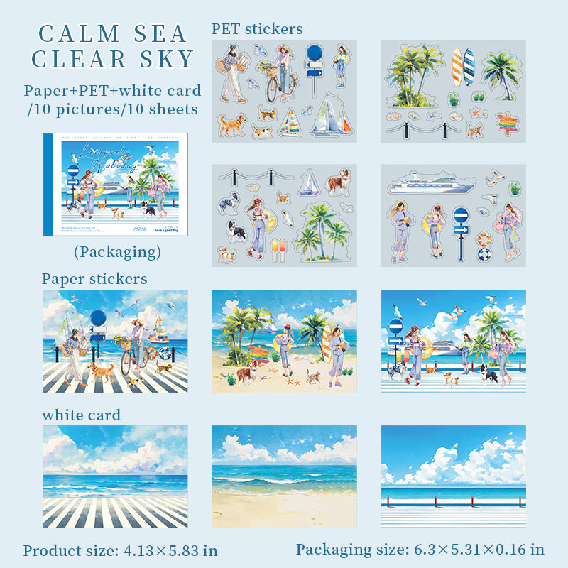 10sheets leisure holiday paper+card+PET sticker book (TZB25102112)