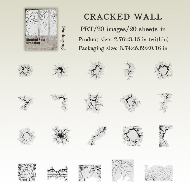 20pcs vintage rust PET-sticker pack (S25092512)