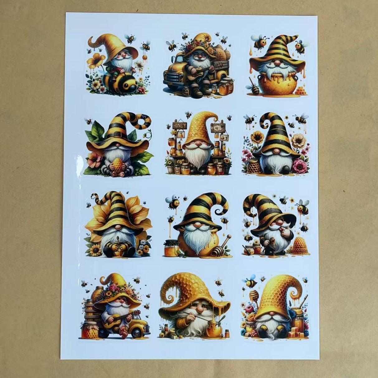 1 sheet bee gnome A5 PET pre-cut sticker (S25112408)