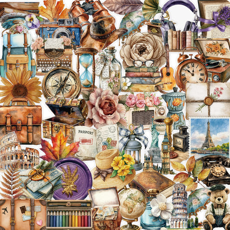 Vintage travel sticker 50pcs