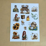 1 sheet bee sunflower A5 PET pre-cut sticker (S25112407)