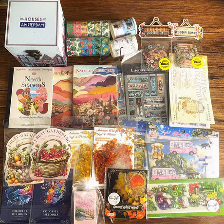 mystery pack with 1 deco-box  (random stickers papers stamps other supplies)