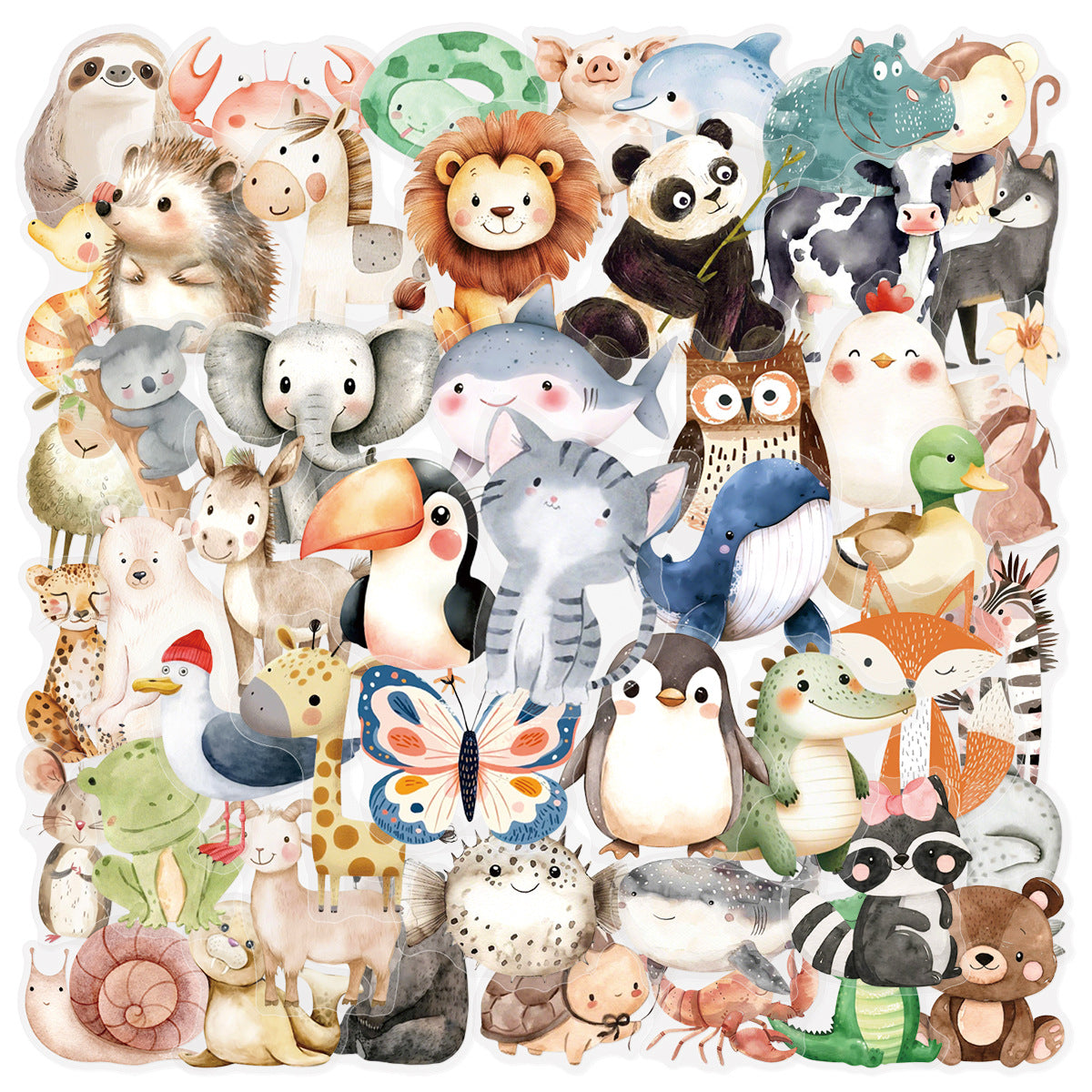 50pcs cute animal PET-sticker pack(S26030601)