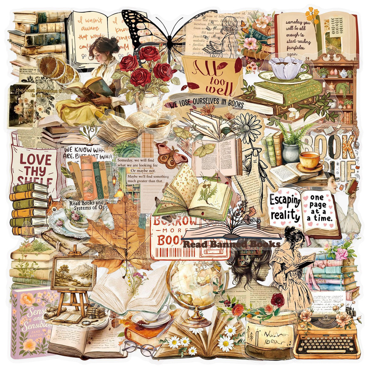 50pcs vintage book sticker pack(S26071413)