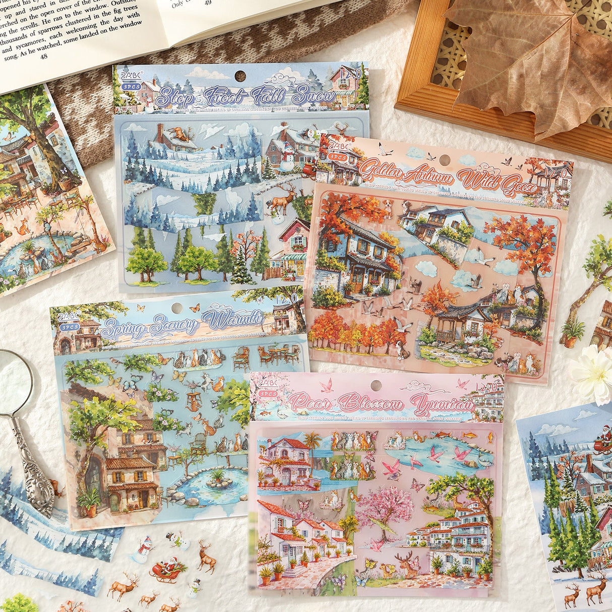 3pcs season scenery sticker pack (S25112701)