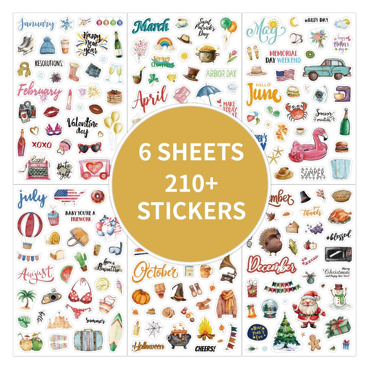 6 sheets 12month planner sticker pack (S25112404)