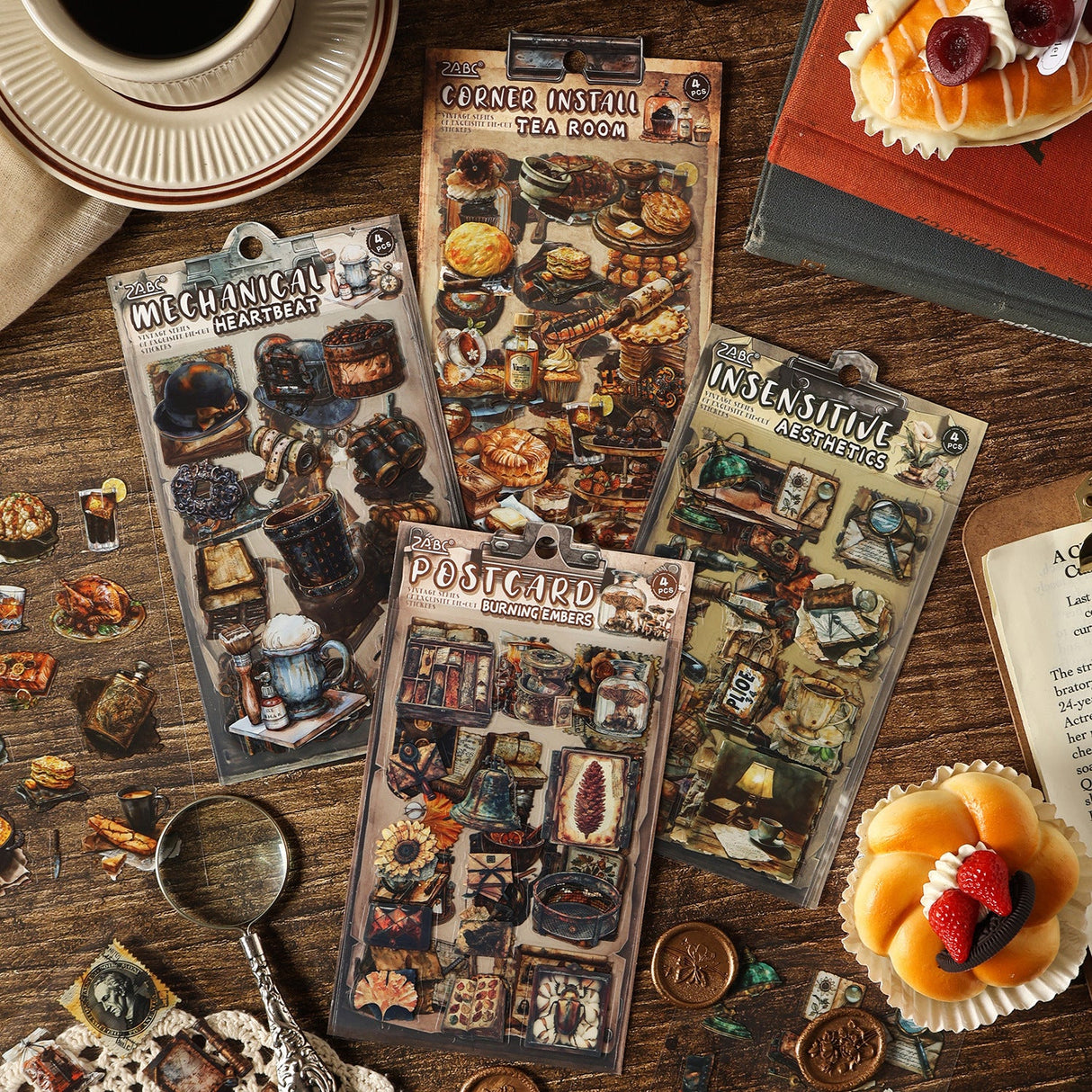 4pcs vintage sticker pack (S25111804)