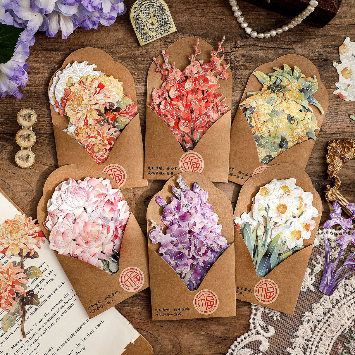 8pcs flower card pack(P26060307)