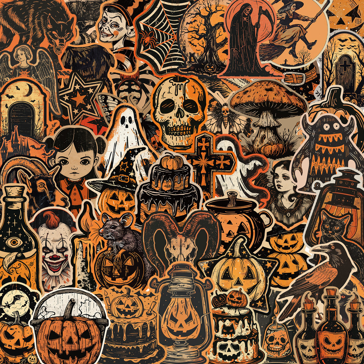 50pcs gothic halloween sticker pack(S26052008)