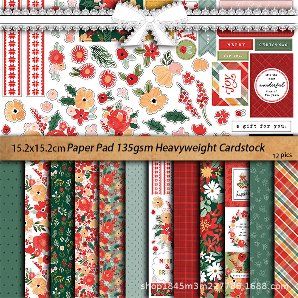 12pcs 6in christmas material paper pack(P26052604)