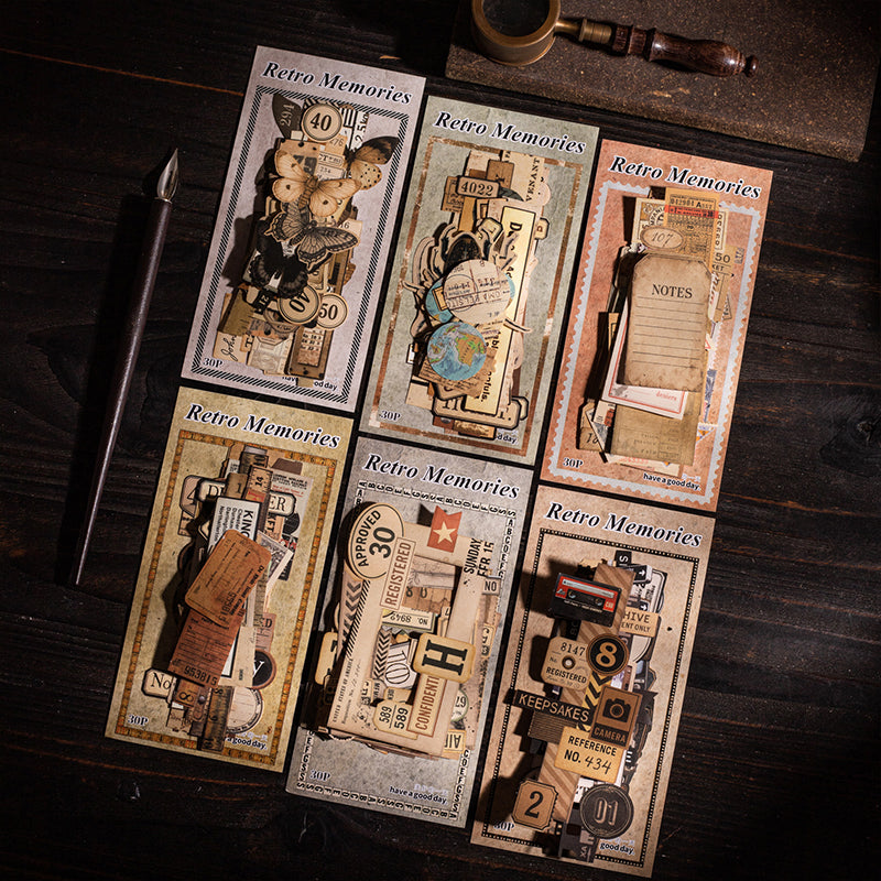 30pcs retro memory sticker+paper pack (P25101610)
