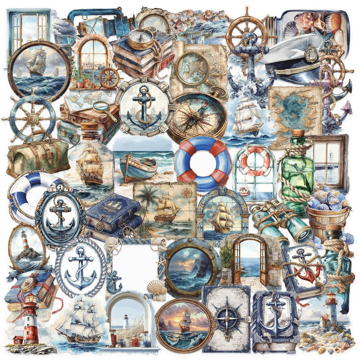 50pcs maritime sticker pack (S25111802)