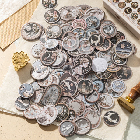 50pcs moon wax-seal sticker pack (S25092802)