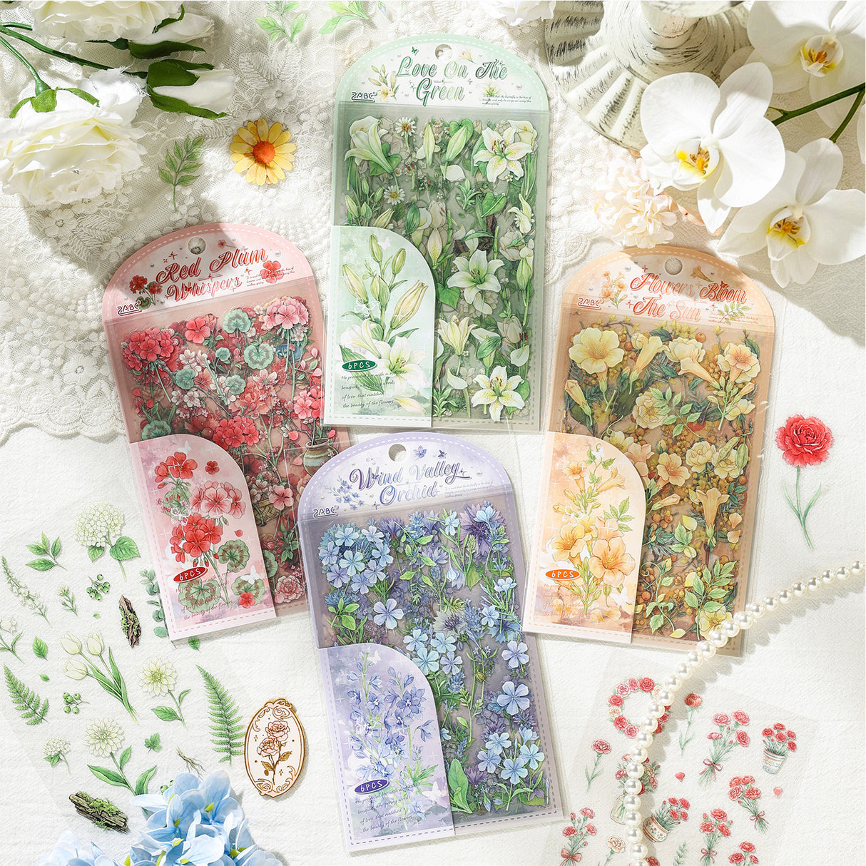6 sheets floral sticker pack(S26071902)