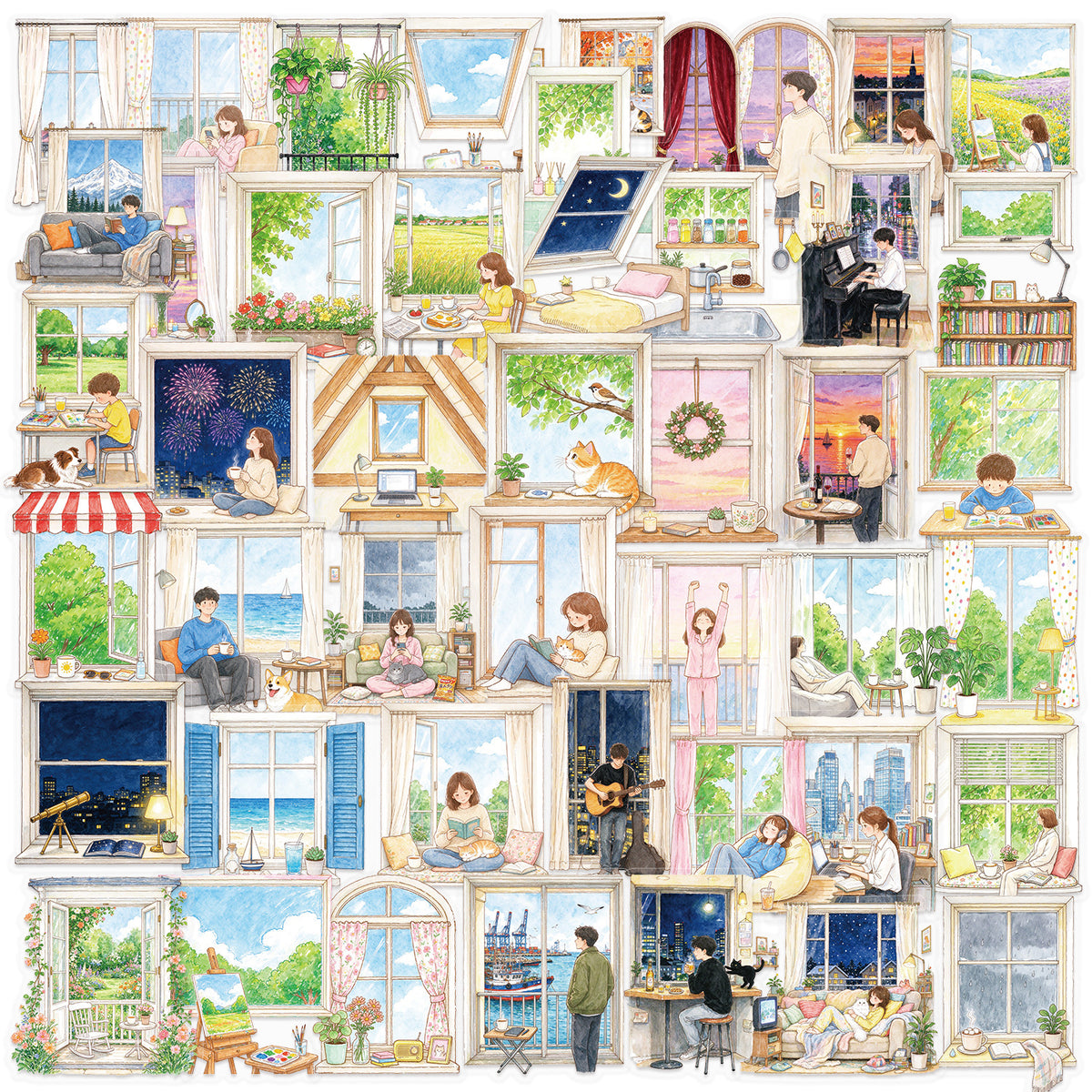 Window daily life sticker pack 50pcs