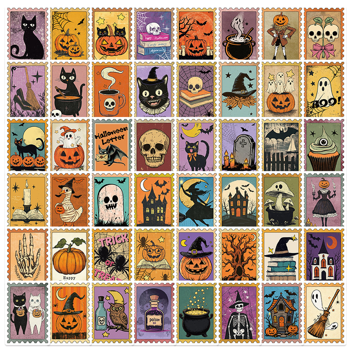 50pcs halloween post-stamp sticker pack(S26090105)