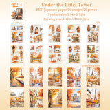 20sheets paris autumn PET+washi sticker book (TZB25091702)