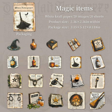 20pcs witch newspaper sticker pack(S25121602)