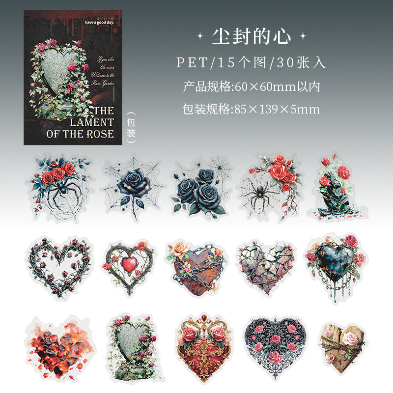30pcs gothic rose sticker pack (S25120502)