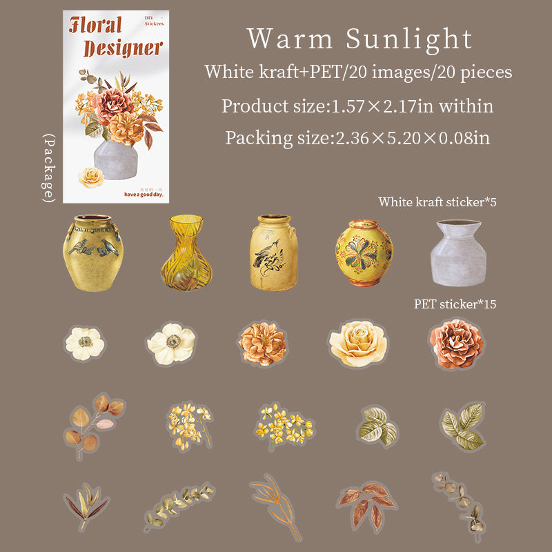 20pcs flower bottle sticker pack (S25111202)