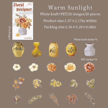 20pcs flower bottle sticker pack (S25111202)