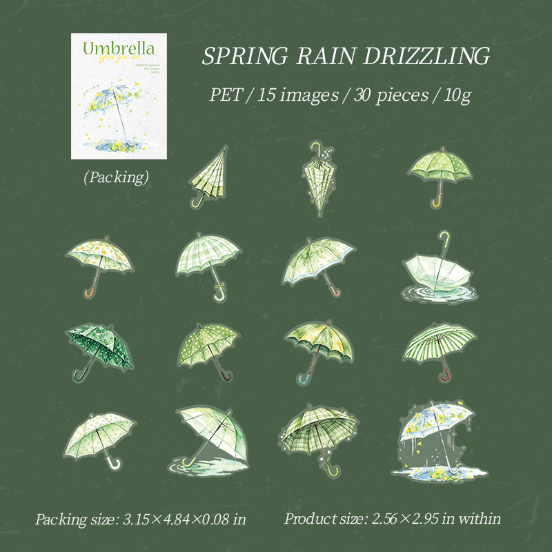 Rainy Umbrella sticker pack 30pcs