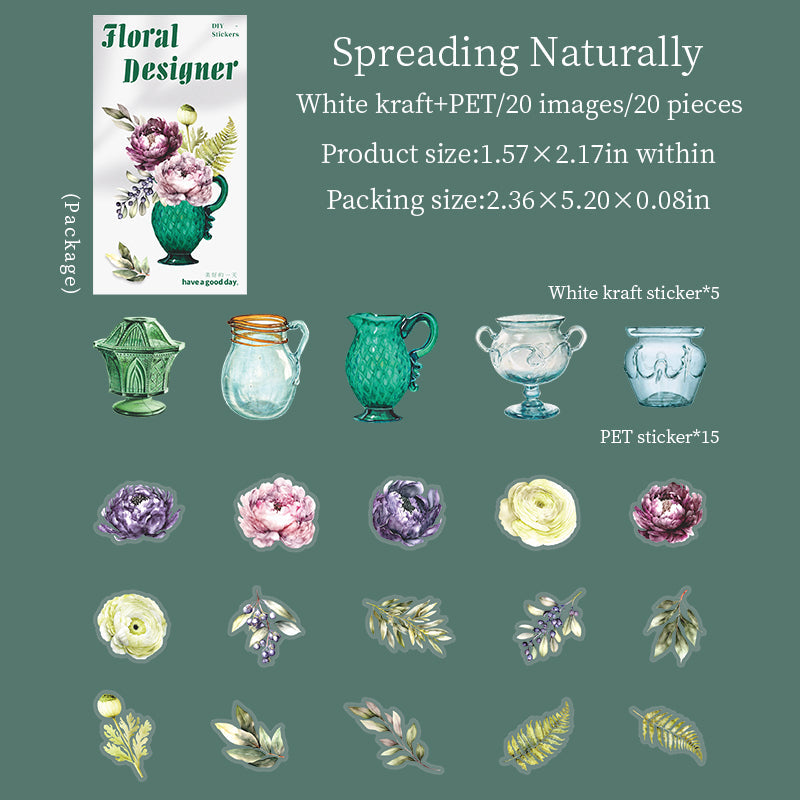 20pcs flower bottle sticker pack (S25111202)