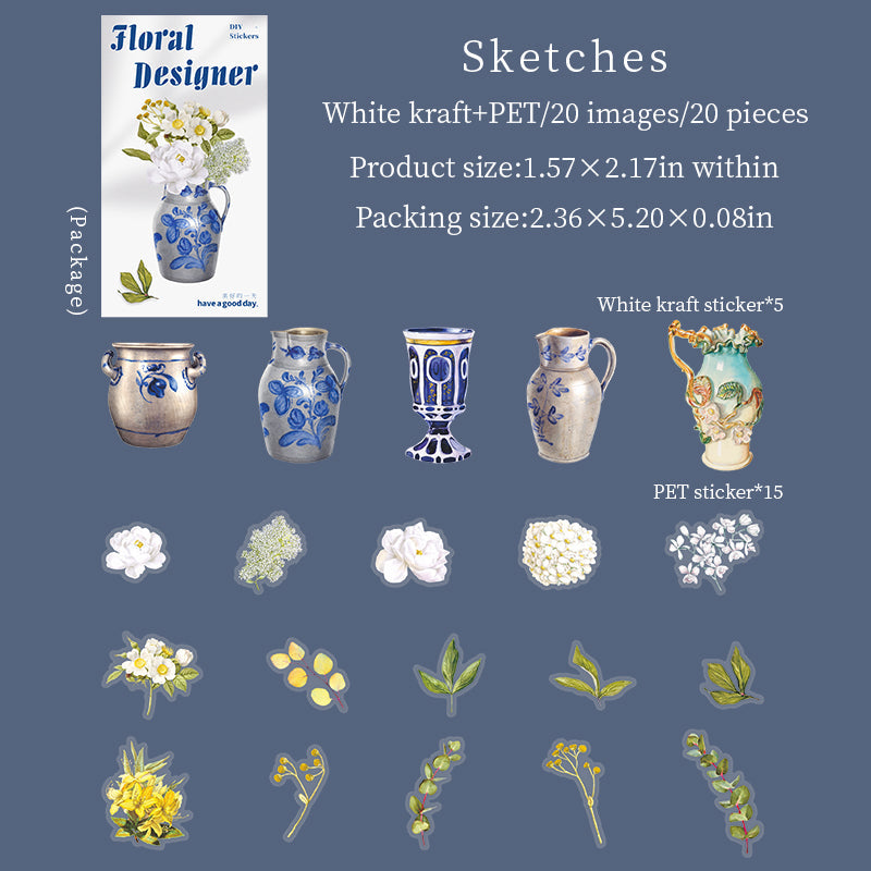 20pcs flower bottle sticker pack (S25111202)