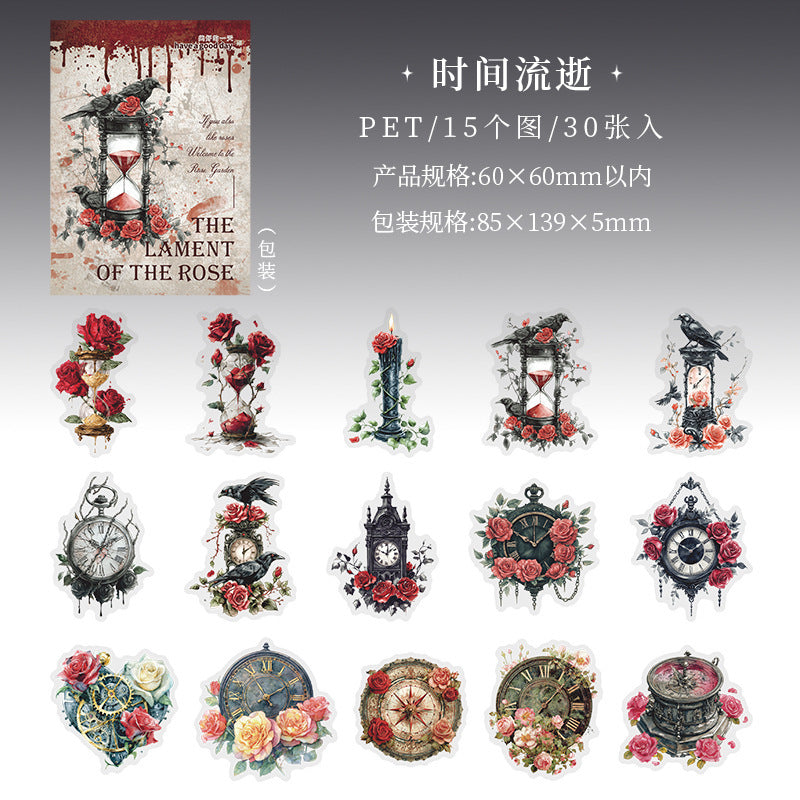 30pcs gothic rose sticker pack (S25120502)