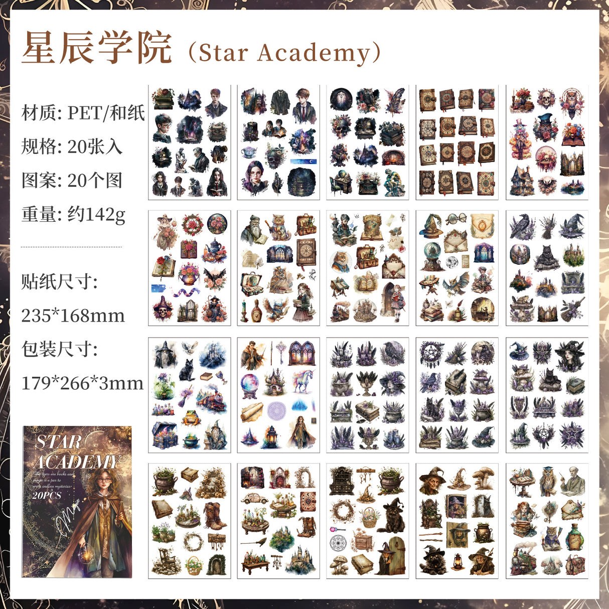 20sheets PET+WASHI sticker book (TZB25062308）