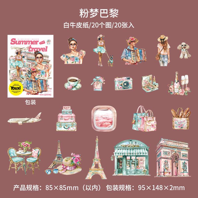 20pcs summer travel sticker pack (S25062502)