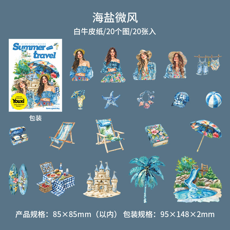 20pcs summer travel sticker pack (S25062502)