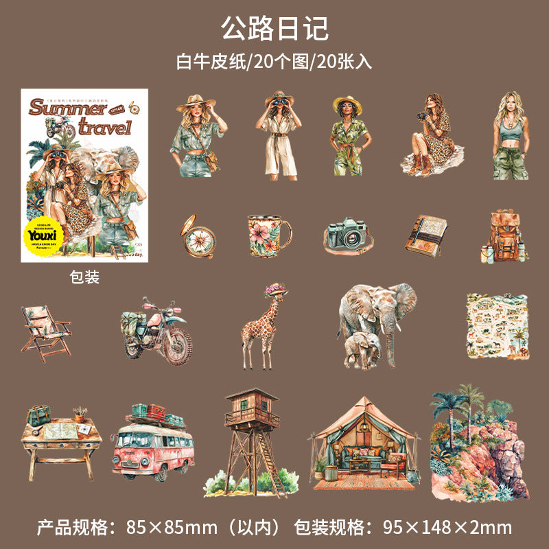 20pcs summer travel sticker pack (S25062502)