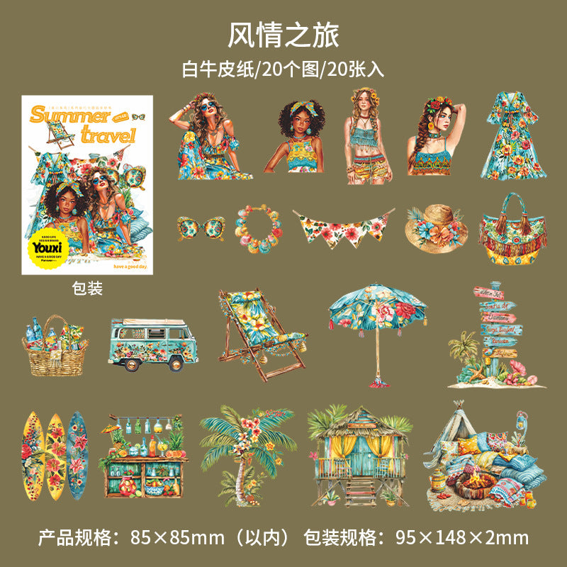 20pcs summer travel sticker pack (S25062502)