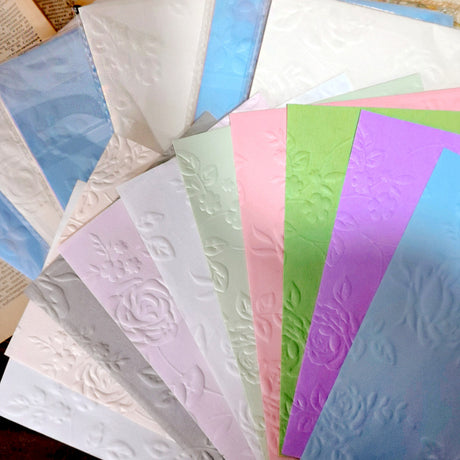 10pcs light rose embossed  paper pack (P25041101)