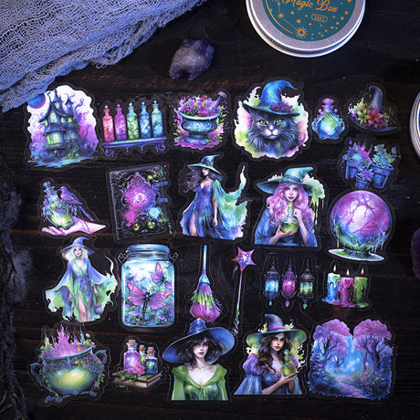 50pcs witch magic sticker tin box（S25041005）