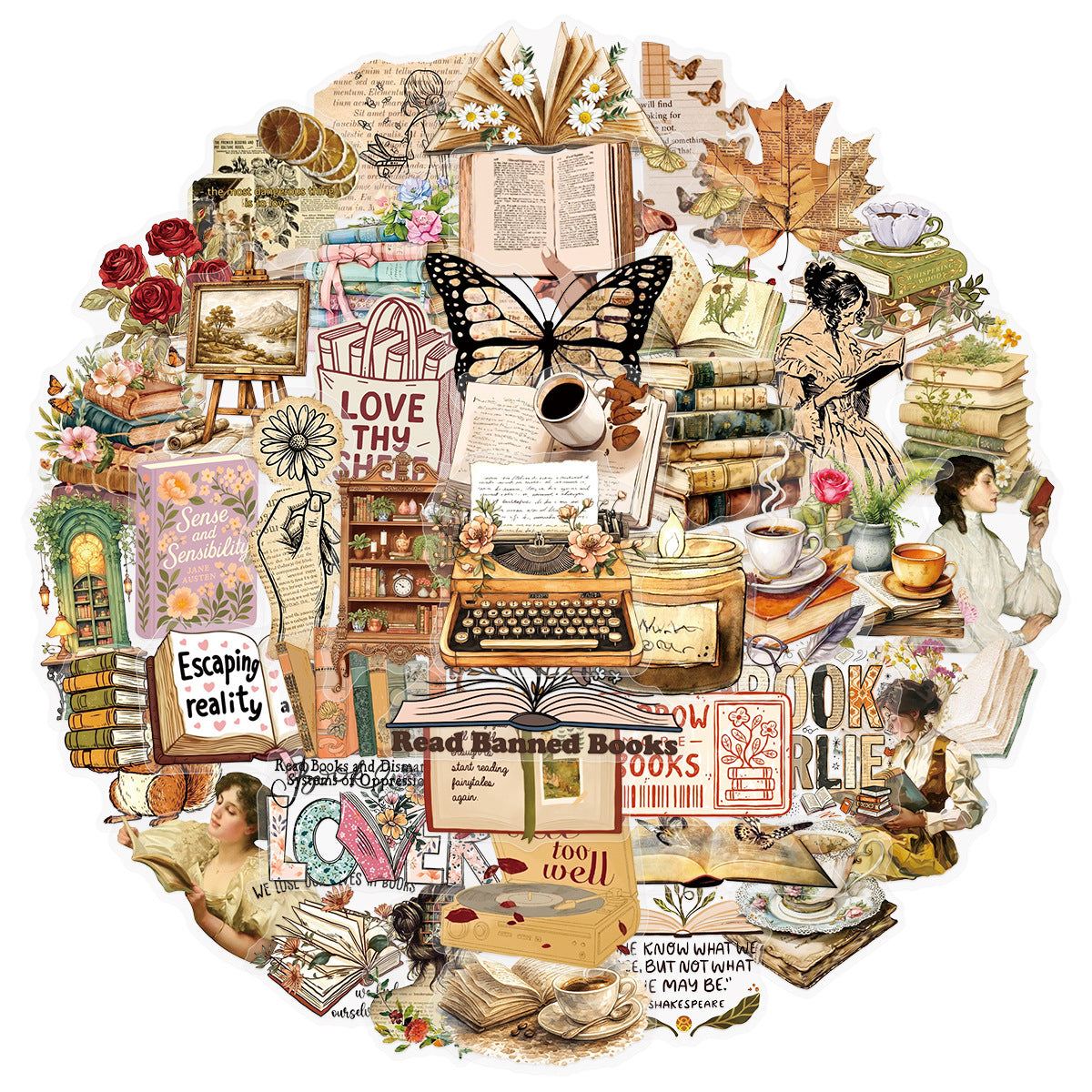 50pcs vintage book sticker pack(S26071413)