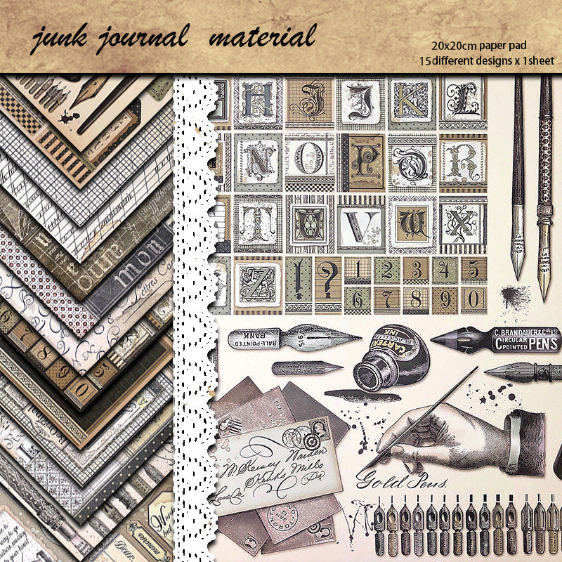 15pcs retro-writing paper pack (P26061710)