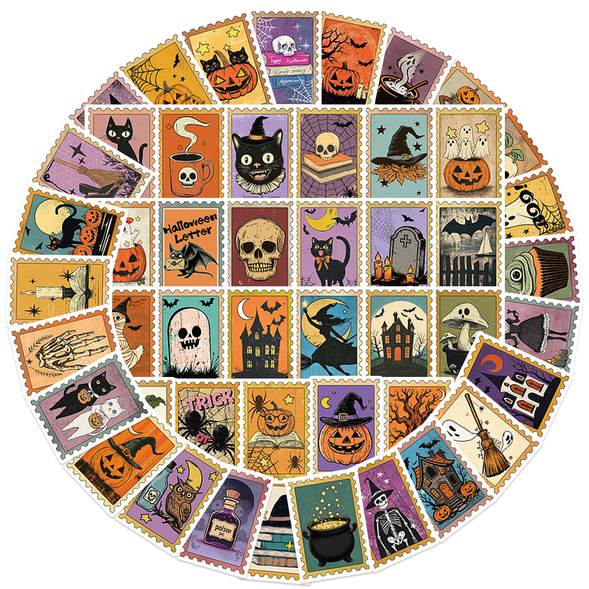 50pcs halloween post-stamp sticker pack(S26090105)
