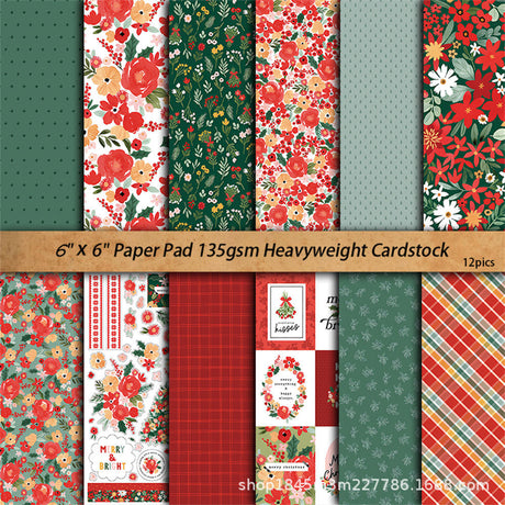 12pcs 6in christmas material paper pack(P26052604)