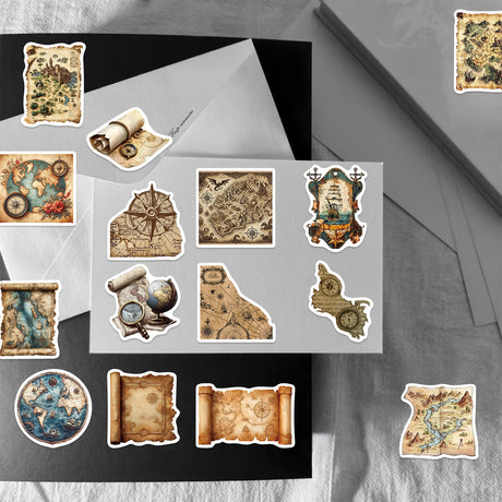 50pcs vintage map sticker pack (S26032704)