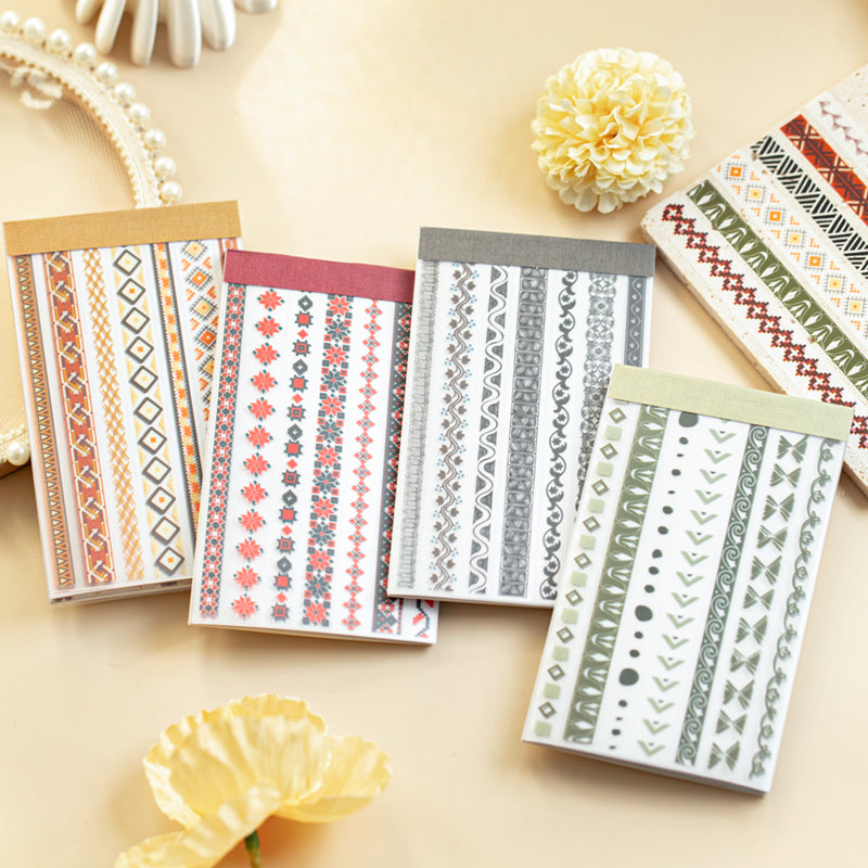 16 ark kant PET+washi stickerbok (TZB26030305)