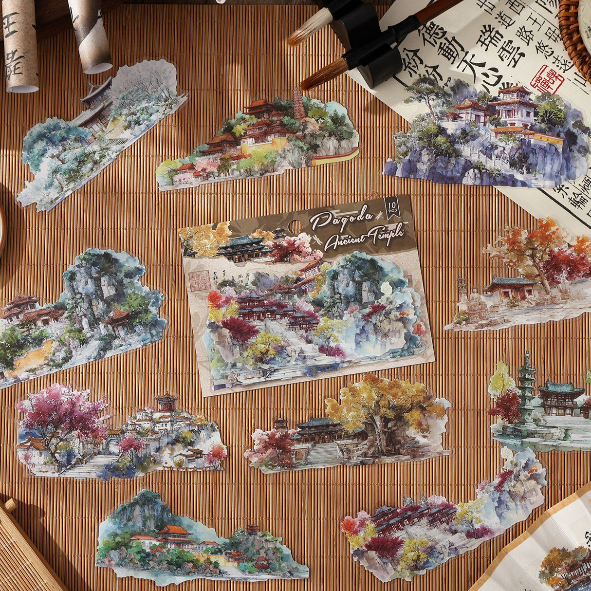 10pcs traditional view PET-sticker pack(S26032701)