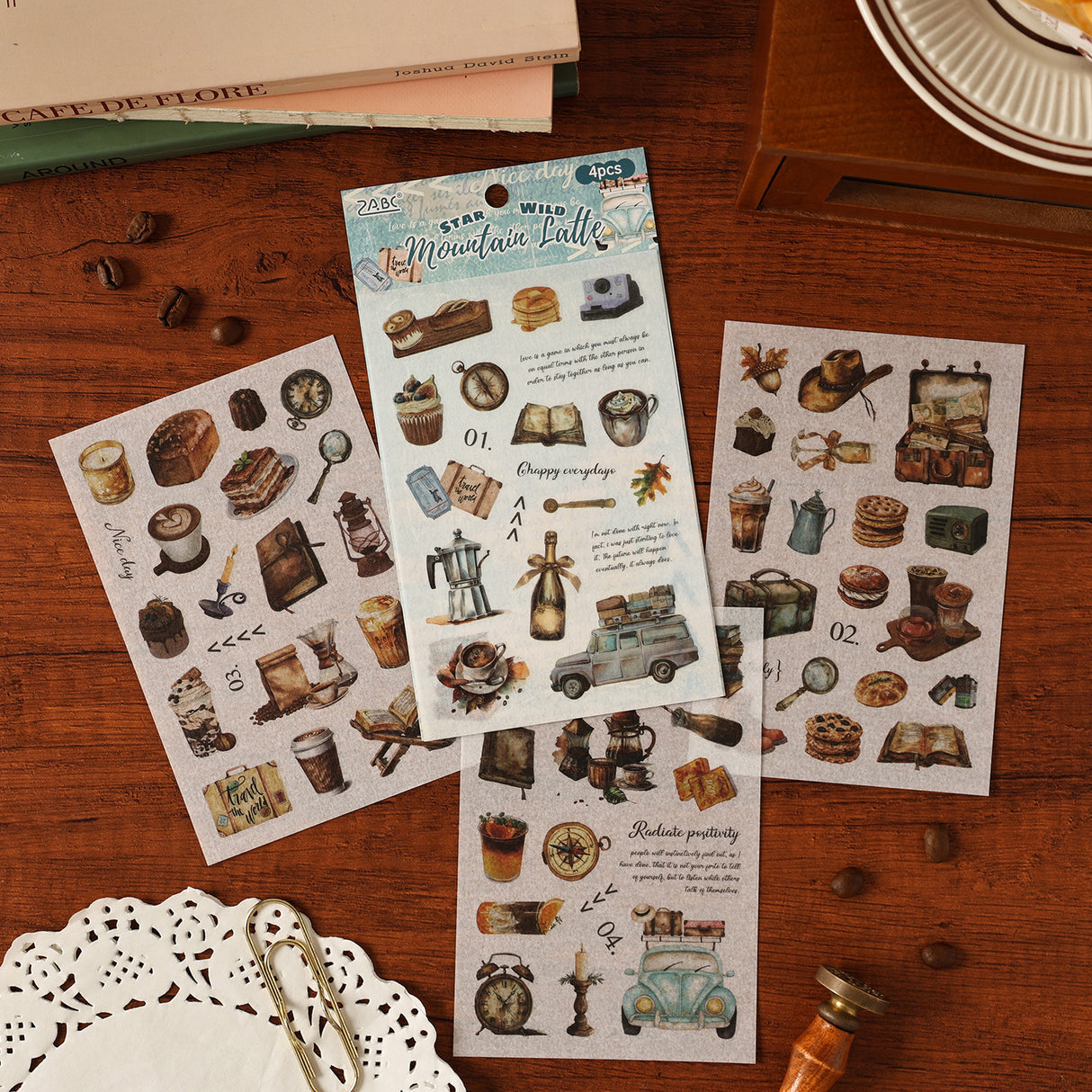 4pcs pre-cut camping sticker pack (S25110607)