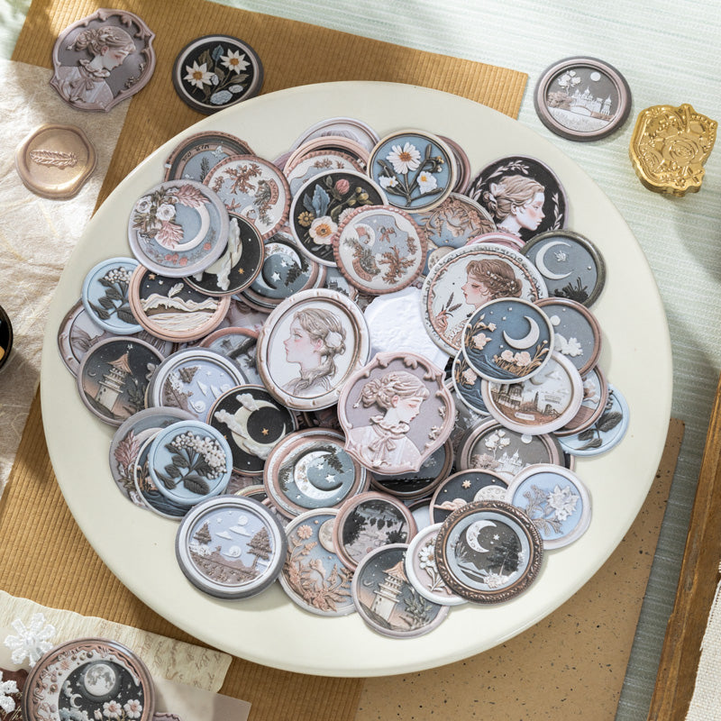 50pcs moon wax-seal sticker pack (S25092802)