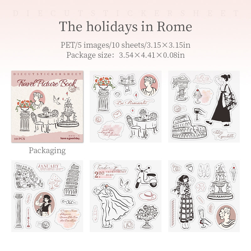 10sheets travel pre-cut sticker book(TZB26041503)