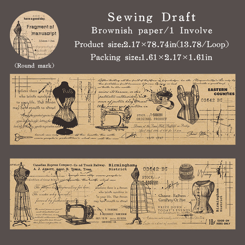 1 roll vintage manuscript washi-tape (T25110603)