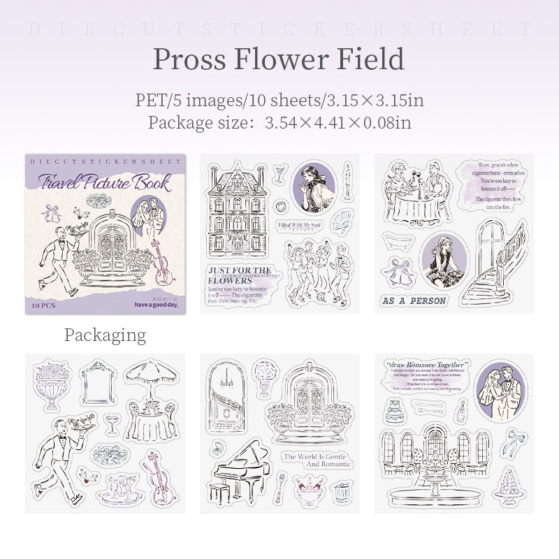 10sheets travel pre-cut sticker book(TZB26041503)