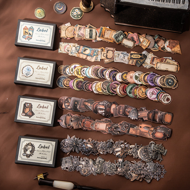 100pcs vintage label sticker pack (S25102107)